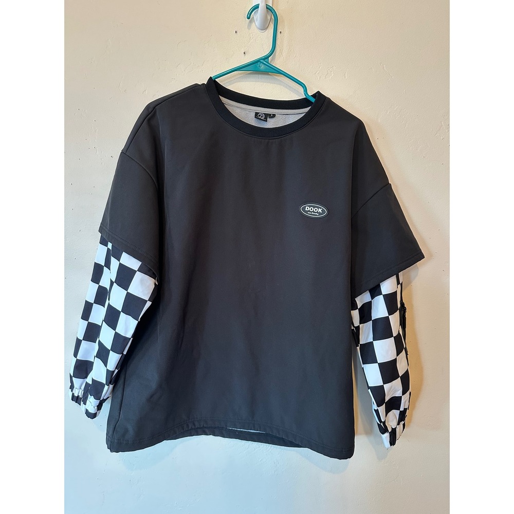 Dook Snow Pullover Jacket Mens Small Black Checkerboard Excellent Layered Look